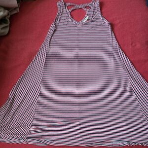 XS Style & Co Red, White, and Blue Striped Sleeveless Stretchy Thin Maxi Dress